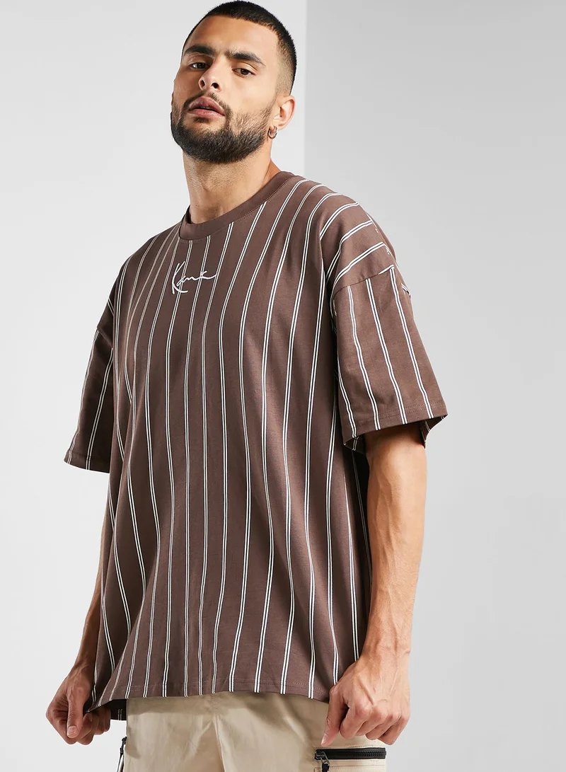 Karl Kani Small Signature Boxy Heavy Pinstripe T-Shirt
