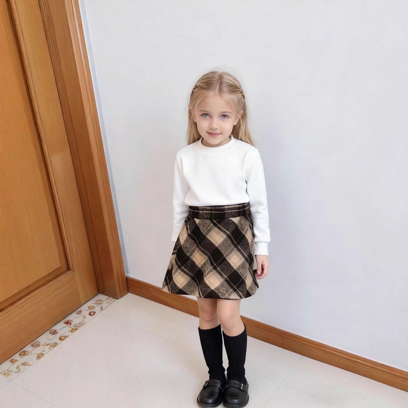 [Shop Selling] Girls Pleated Skirt Children'S Red Christmas Wool Skirt - Image 1