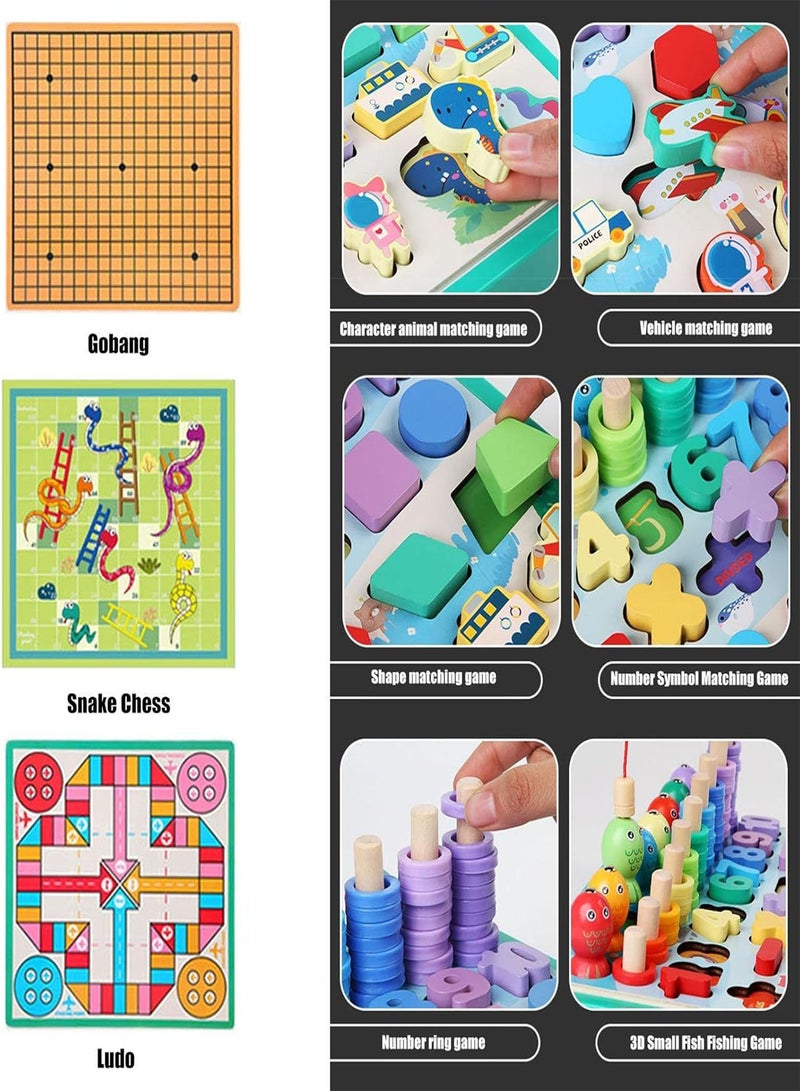 GGOOT Counting Puzzle Toys | 9 In 1 Wooden Number Puzzle Sorting Montessori Toys,Shape Sorter Counting Game for Over Age 3 Year-olds Kids Preschool Education Math Stacking Block - Image 4