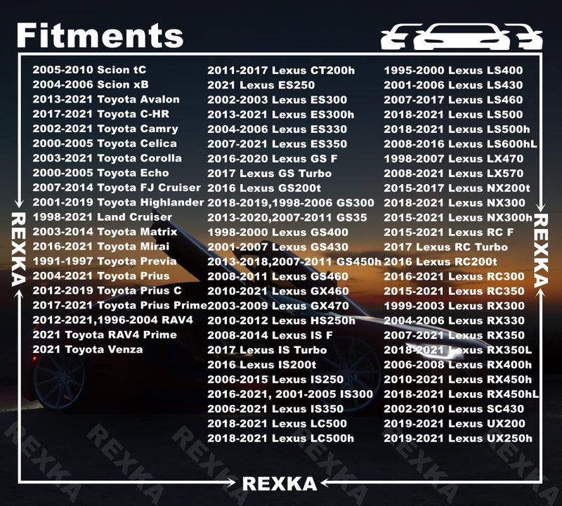 Rexka غطاء واقي من الصدمات 20 قطعة براغي متوافقة مع تويوتا ليكزس 90159-60477 - Image 3