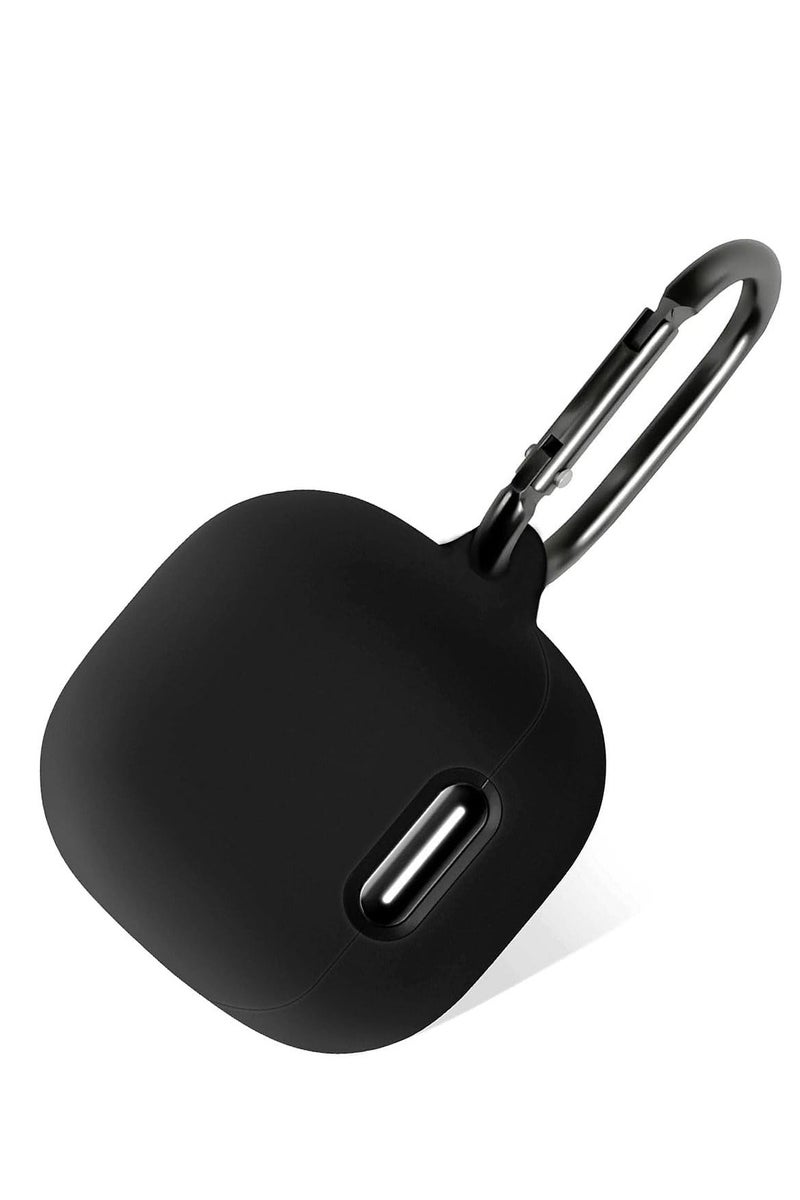 Silicone Case for Anker Soundcore Liberty 4 NC, Protective Cover with Carabiner (Black)