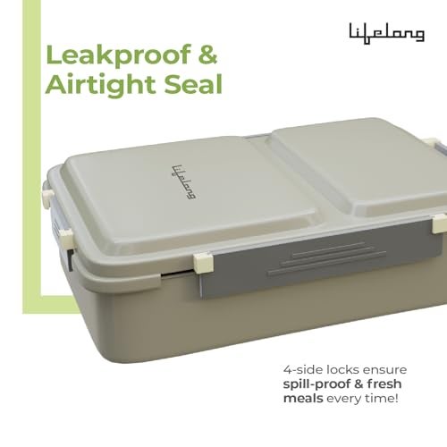 Lifelong Lunch Box for Office Use | Tiffin Box for School & Work |2 Compartment Stainless Steel Tiffin Box| 700ml Leak-Proof Insulated Lunch Boxes for Kids & Adults(LLBLB02,Light Green) - Image 5