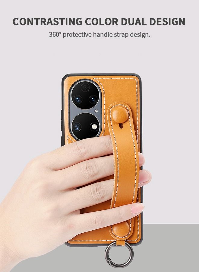 GROIC Designed for HUAWEI P50/P50E 6.5 Inch Phone Case with Wristband, Leather Phone Shell Stand Full Body Protection, All Inclusive Drop Resistant Business P50/P50E Phone Leather Cover - Image 3