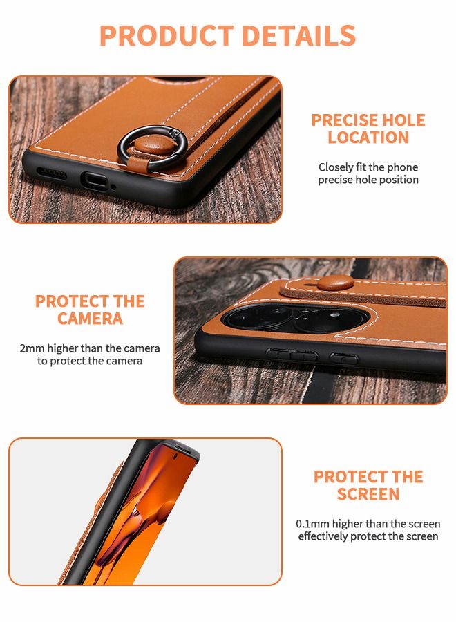 GROIC Designed for HUAWEI P50/P50E 6.5 Inch Phone Case with Wristband, Leather Phone Shell Stand Full Body Protection, All Inclusive Drop Resistant Business P50/P50E Phone Leather Cover - Image 5