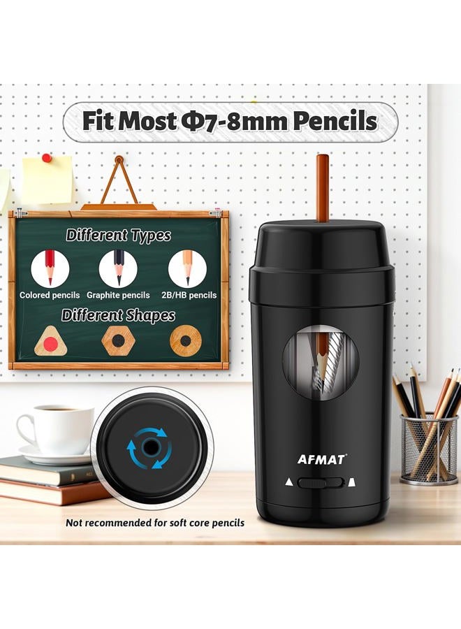 AFMAT PSX8 Electric Pencil Sharpener, Auto in & Out, Fully Automatic Pencil Sharpener for Colored Pencils, Rechargeable Hands-Free Sharpeners for φ7-8mm Pencils, Good for Classroom/Home, Black - Image 3