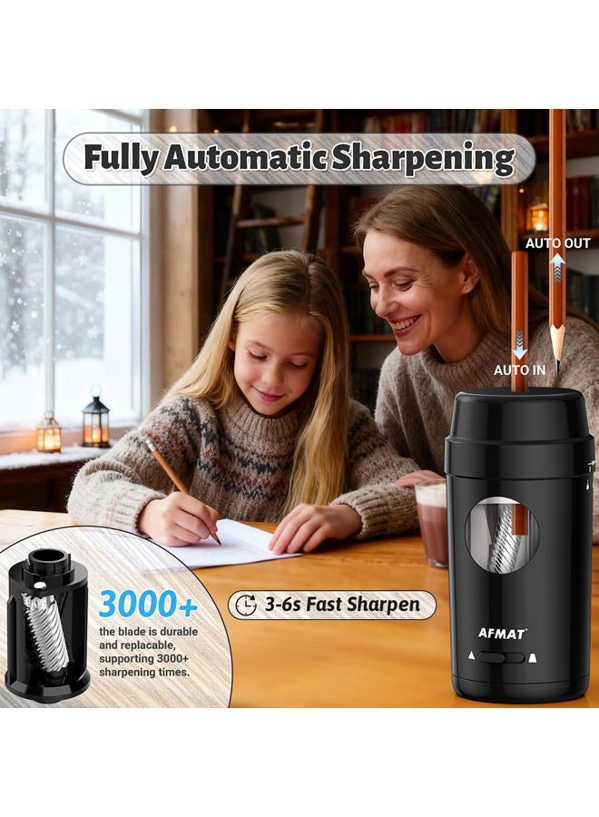 AFMAT PSX8 Electric Pencil Sharpener, Auto in & Out, Fully Automatic Pencil Sharpener for Colored Pencils, Rechargeable Hands-Free Sharpeners for φ7-8mm Pencils, Good for Classroom/Home, Black - Image 2