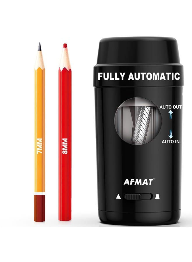 AFMAT PSX8 Electric Pencil Sharpener, Auto in & Out, Fully Automatic Pencil Sharpener for Colored Pencils, Rechargeable Hands-Free Sharpeners for φ7-8mm Pencils, Good for Classroom/Home, Black - Image 1