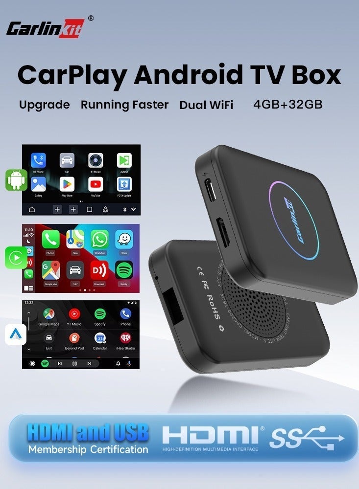 Carlinkit Lite S Android TV Box 5-In-1 4GB RAM + 32GB ROM Wireless Adapter Support Netflix IPTV Wireless Android Auto And CarPlay Dongle For Car Radio HDMI Output 1080P - Image 1