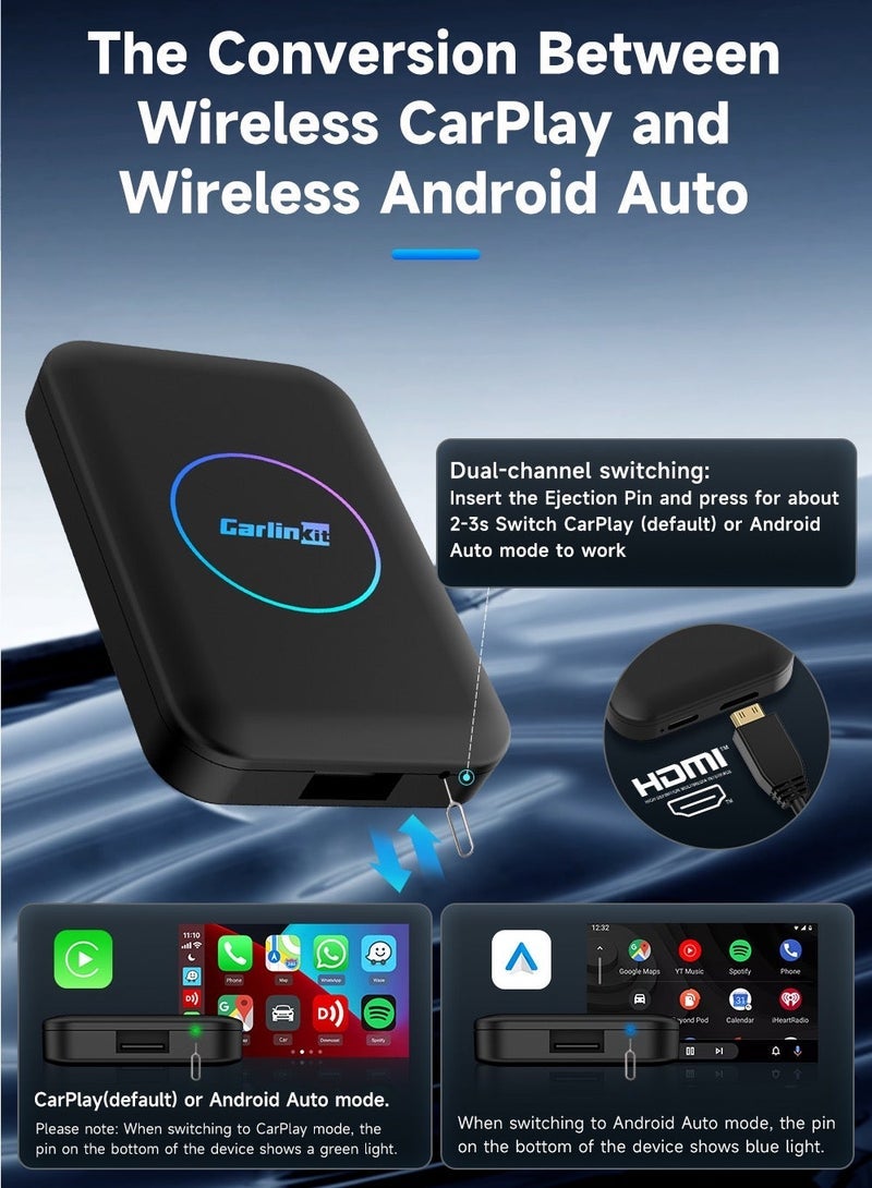 Carlinkit Lite S Android TV Box 5-In-1 4GB RAM + 32GB ROM Wireless Adapter Support Netflix IPTV Wireless Android Auto And CarPlay Dongle For Car Radio HDMI Output 1080P - Image 4
