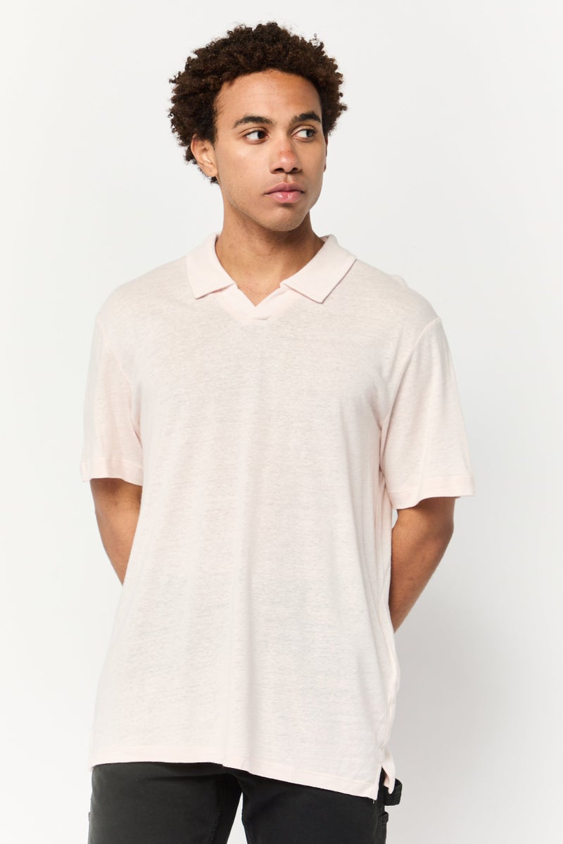 Celio Men Regular Fit Solid Short Sleeve Polo Shirt, Pink - Image 1