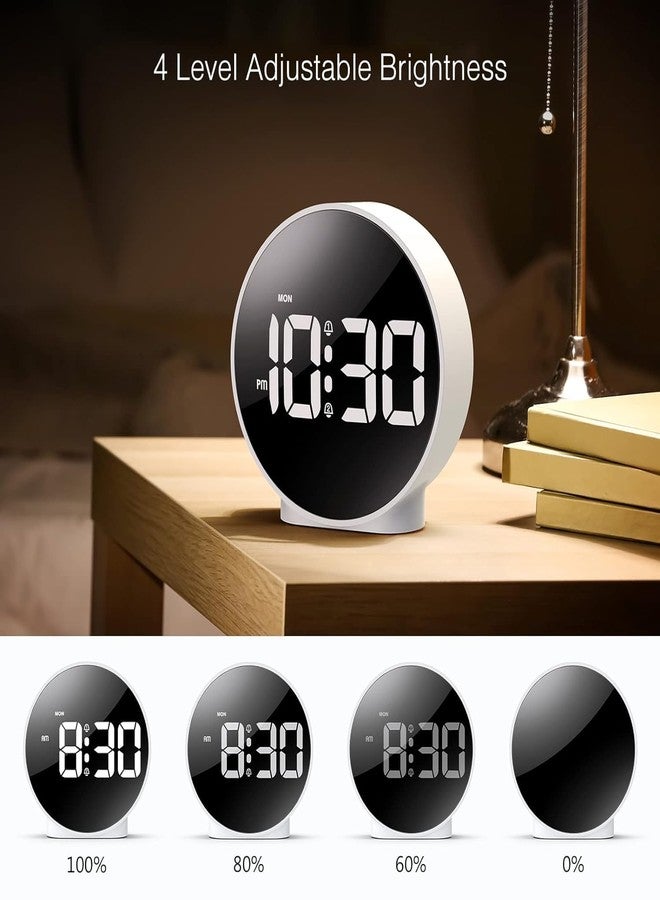 MAPPLE CREATION ساعة منبه رقمية بلاستيكية من MAPPL CREATION، ساعة منبه بشاشة LED عالية الدقة، ساعة طاولة بسيطة، ساعة مكتب إلكترونية، منبهان، نظام 12/24 ساعة، 4 مستويات سطوع قابلة للتعديل، مناسبة لغرفة النوم والمكتب والطاولة، لون أبيض - Image 2