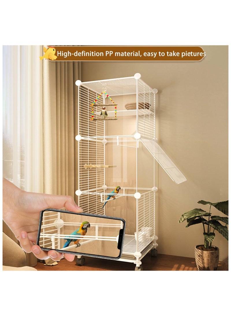 XiuWoo Bird Cages, Cage for Parakeet,Transparent Design with Slide-Out Tray Open Top, Rolling Metal Birdcage Encrypted Iron Mesh (Size : 37 * 37 * 90cm)  - Image 2