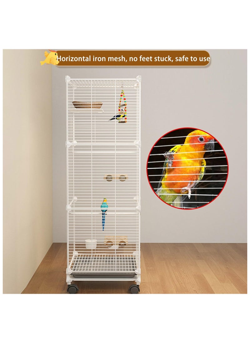 XiuWoo Bird Cages, Cage for Parakeet,Transparent Design with Slide-Out Tray Open Top, Rolling Metal Birdcage Encrypted Iron Mesh (Size : 37 * 37 * 90cm)  - Image 3