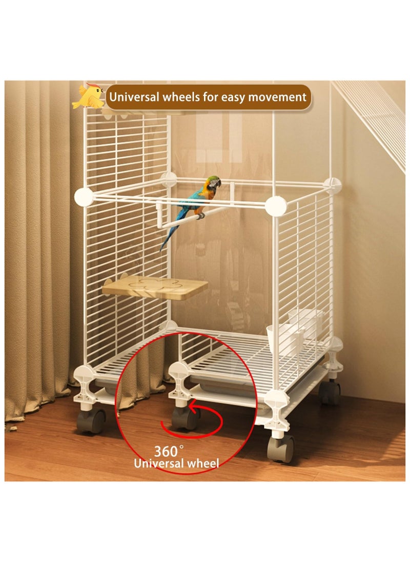 XiuWoo Bird Cages, Cage for Parakeet,Transparent Design with Slide-Out Tray Open Top, Rolling Metal Birdcage Encrypted Iron Mesh (Size : 37 * 37 * 90cm)  - Image 4