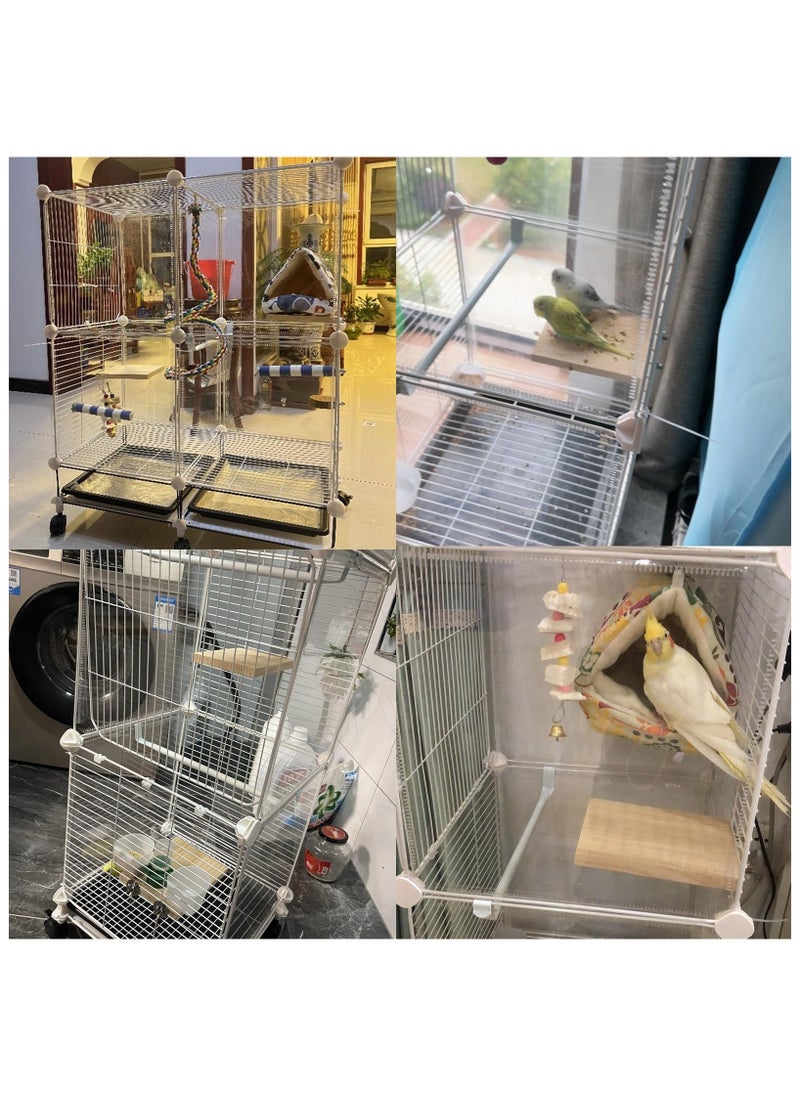XiuWoo Bird Cages, Cage for Parakeet,Transparent Design with Slide-Out Tray Open Top, Rolling Metal Birdcage Encrypted Iron Mesh (Size : 37 * 37 * 90cm)  - Image 5