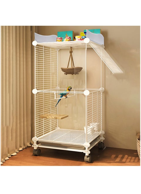 Bird Cages, Cage for Parakeet,Transparent Design with Slide-Out Tray Open Top, Rolling Metal Birdcage Encrypted Iron Mesh (Size : 37 * 37 * 90cm)