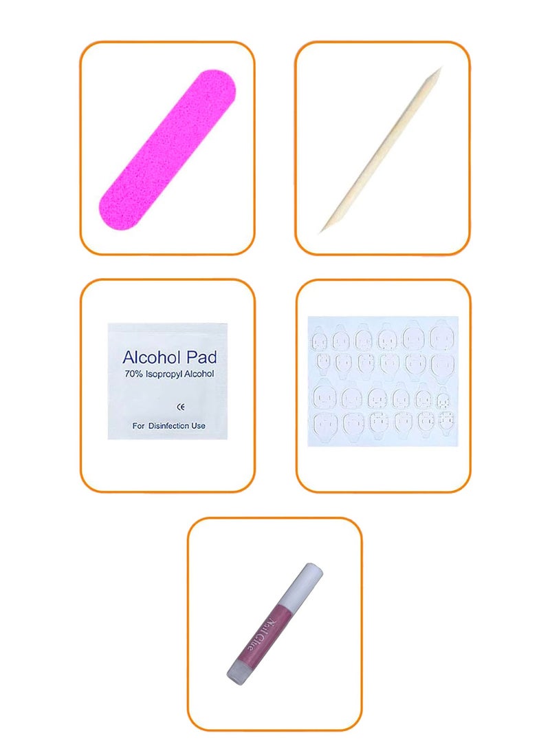 10 PCS Handmade False Nails, Red Rouge Rose Diamond Pearl Butterfly, Mid-length Press On Nails - Image 4