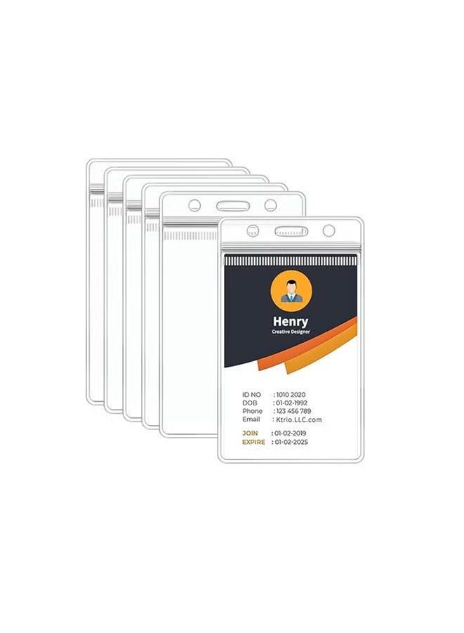 MARKQ [Pack of 10] Clear Plastic Card Holder [11 x 6.5 cm] - Vertical ID Badge Holder for office employees and students - Sealable and Waterproof  - Image 1