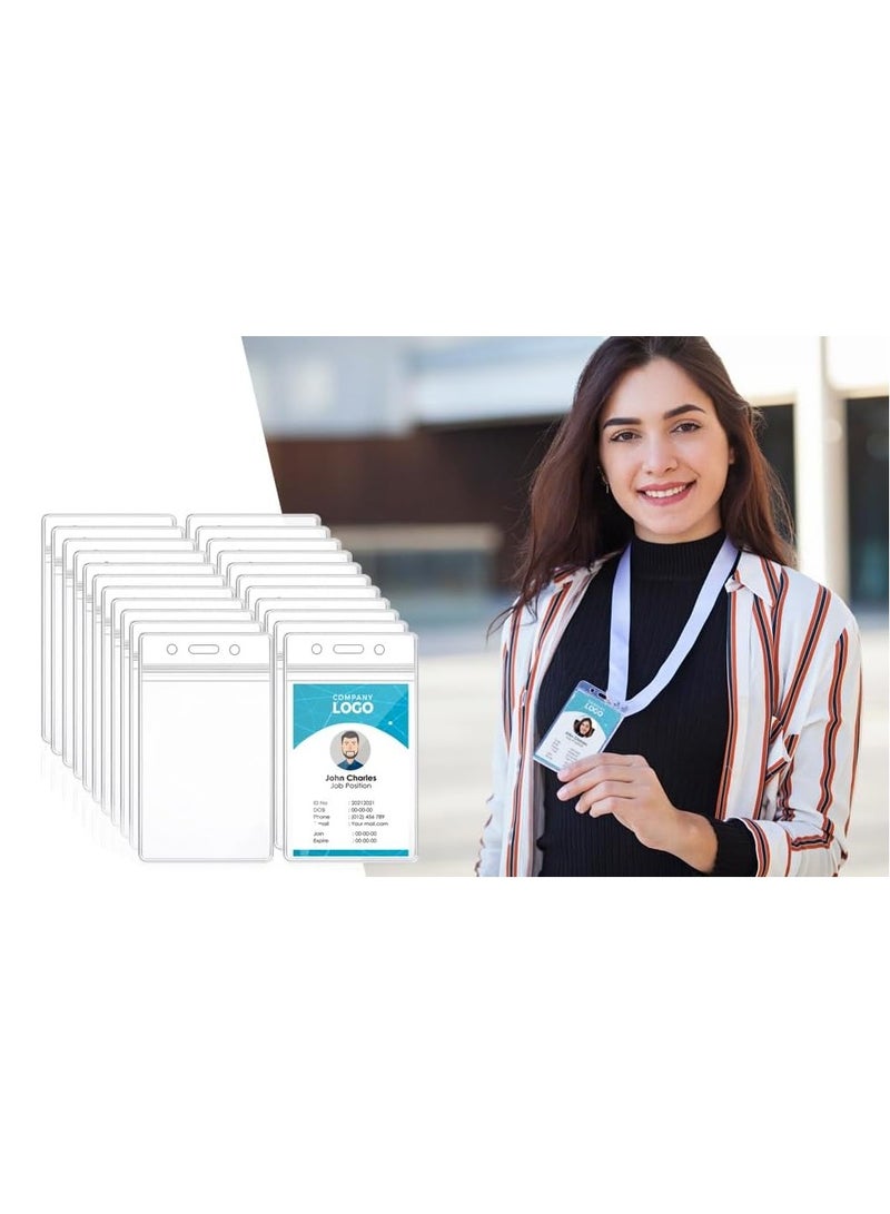 MARKQ [Pack of 10] Clear Plastic Card Holder [11 x 6.5 cm] - Vertical ID Badge Holder for office employees and students - Sealable and Waterproof  - Image 2