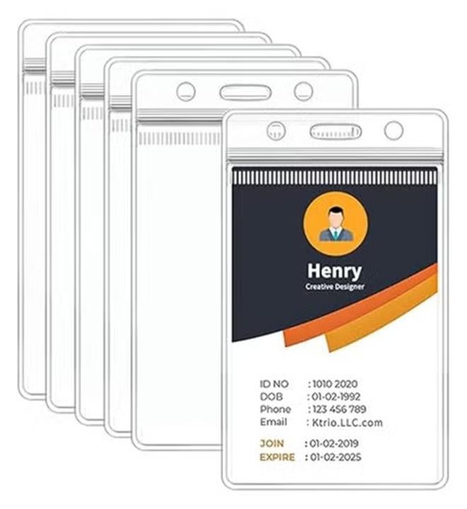 MARKQ [Pack of 10] Clear Plastic Card Holder [11 x 6.5 cm] - Vertical ID Badge Holder for office employees and students - Sealable and Waterproof - Image 1