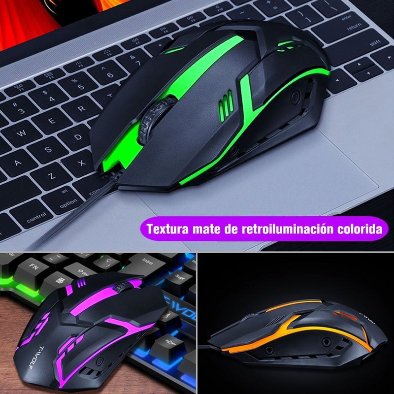 تي- وولف مجموعة لوحة مفاتيح وماوس للألعاب TF200 - إضاءة RGB، اتصال USB سلكي، باللغتين العربية والإنجليزية - Image 3