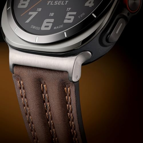 Tlselt Leather Band Compatible with Samsung Galaxy Watch Ultra 47mm(2025/2024), Genuine Leather Rugged Durable Classic Vintage Handcrafted Outdoor Business Travel Gift Samsung Watch Strap for Men - Image 2