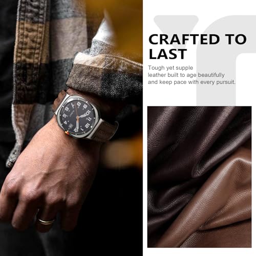 Tlselt Leather Band Compatible with Samsung Galaxy Watch Ultra 47mm(2025/2024), Genuine Leather Rugged Durable Classic Vintage Handcrafted Outdoor Business Travel Gift Samsung Watch Strap for Men - Image 4