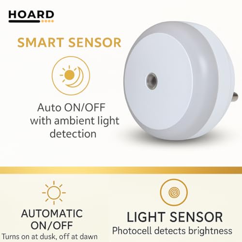 HOARD Round-Shaped Warm Amber LED Plug-in Night Lamp with Automatic Sensor, Energy Efficient, Touch Control (Off White, Pack of 1) - Image 3