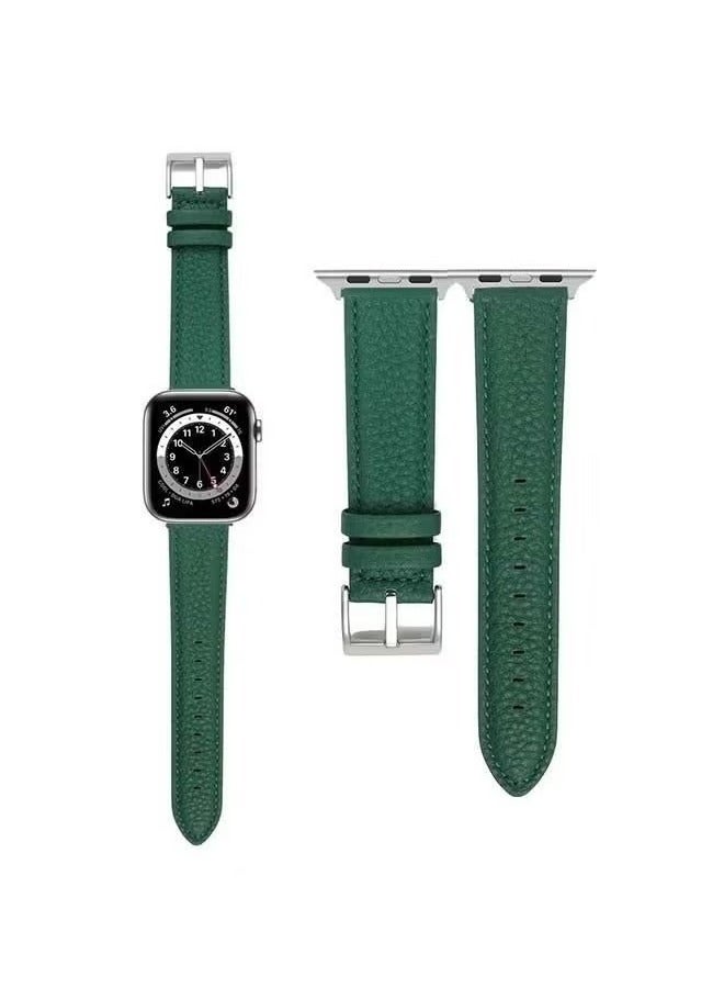 vesus Genuine Calf Leather Replacement Band For apple watch series 6/SE/5/4/3/2/1 Green