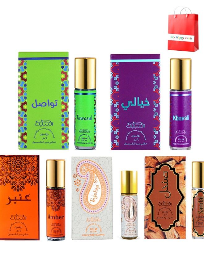 Nabeel 5 Pieces Ultimate Nabeel Roll On Collection Authentic Arabic Fragrance Oil Perfume Tajebni, Sandal, Amber, Tawasul, Khayali 6 ML - Image 1