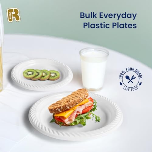 R-kay Rkay 100 Pack 6 Inch White Plastic Plates Disposable Heavy Duty White Disposable Plates Microwavable Disposable Plastic Plates 6 Inch 100 Count - Image 5