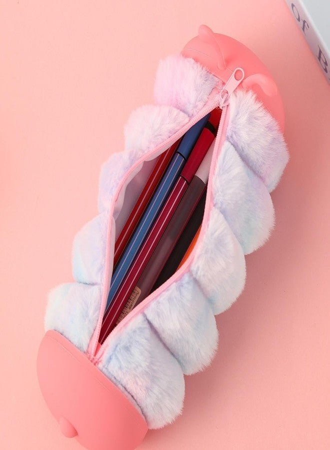SHUDAUSHI® Animal Theme Fur Pencil Pouch for School, School Stationery Pouch Cosmetic oragnizer Cute Travel case for Girls Large Capacity Return Gift Fur Cotton Pencil Case for Girls - Image 4
