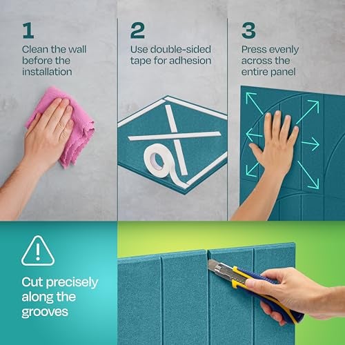 Ekkogo Acoustic Panels 12-Pack Soundproof Wall Panels 12"x12"x0.4" Decorative Sound Dampening for Your Home, Office, Studio, Bedroom & More with Unique ModuArc Carving [Light Turquoise] - Image 5