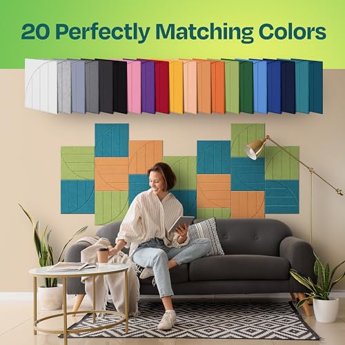 Ekkogo Acoustic Panels 12-Pack Soundproof Wall Panels 12"x12"x0.4" Decorative Sound Dampening for Your Home, Office, Studio, Bedroom & More with Unique ModuArc Carving [Light Turquoise] - Image 4