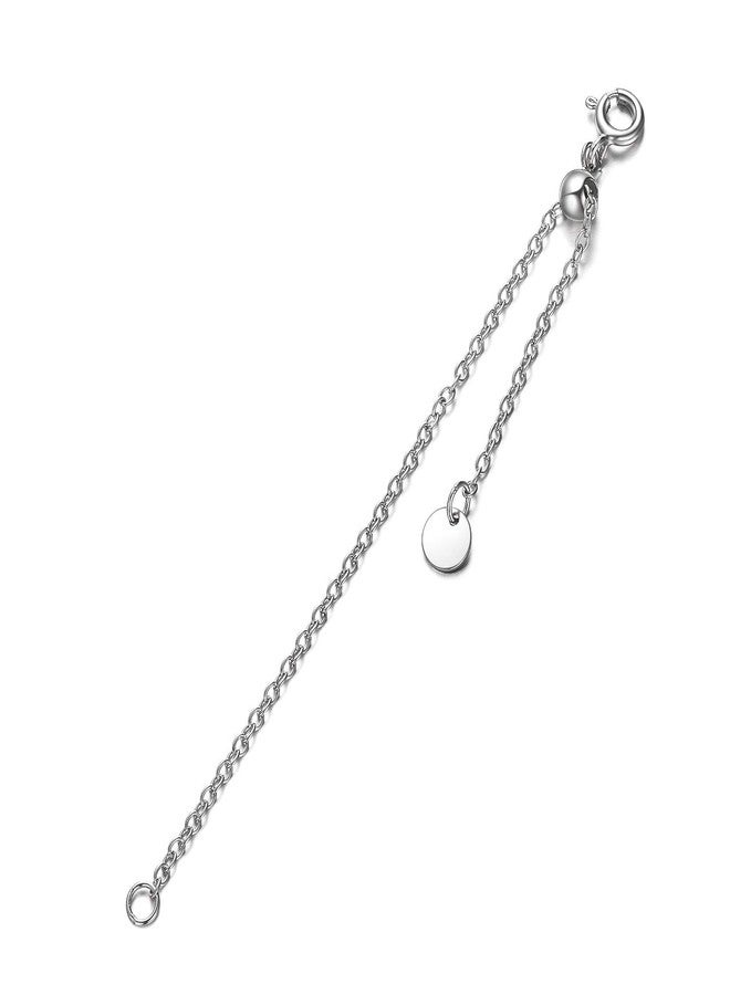 LONAGO 1pc 925 Sterling Silver 1.5mm Necklace Extender Chain 4inch Bracelet Anklet Single Bead Extension Adjustable Length (1pc-18k white-gold-plated-silver) - Image 1