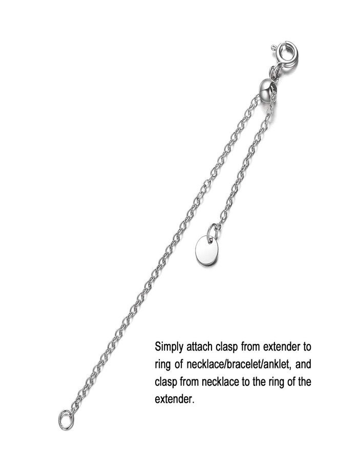 LONAGO 1pc 925 Sterling Silver 1.5mm Necklace Extender Chain 4inch Bracelet Anklet Single Bead Extension Adjustable Length (1pc-18k white-gold-plated-silver) - Image 5