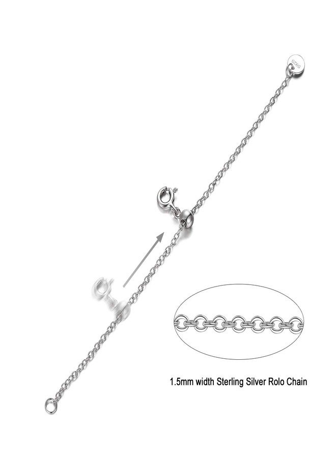LONAGO 1pc 925 Sterling Silver 1.5mm Necklace Extender Chain 4inch Bracelet Anklet Single Bead Extension Adjustable Length (1pc-18k white-gold-plated-silver) - Image 4