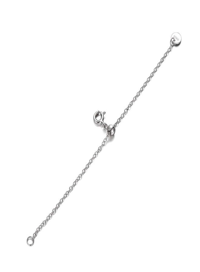 LONAGO 1pc 925 Sterling Silver 1.5mm Necklace Extender Chain 4inch Bracelet Anklet Single Bead Extension Adjustable Length (1pc-18k white-gold-plated-silver) - Image 2