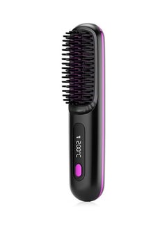 Arabest Cordless Hair Straightener Brush, USB Rechargeable 4000mAh Straightening Brush for Travel Mini Curling Iron for Short Hair Negative Ion Anti-Scald Hot Comb Flat Iron 3 Temp-Settings, Black  - Image 1