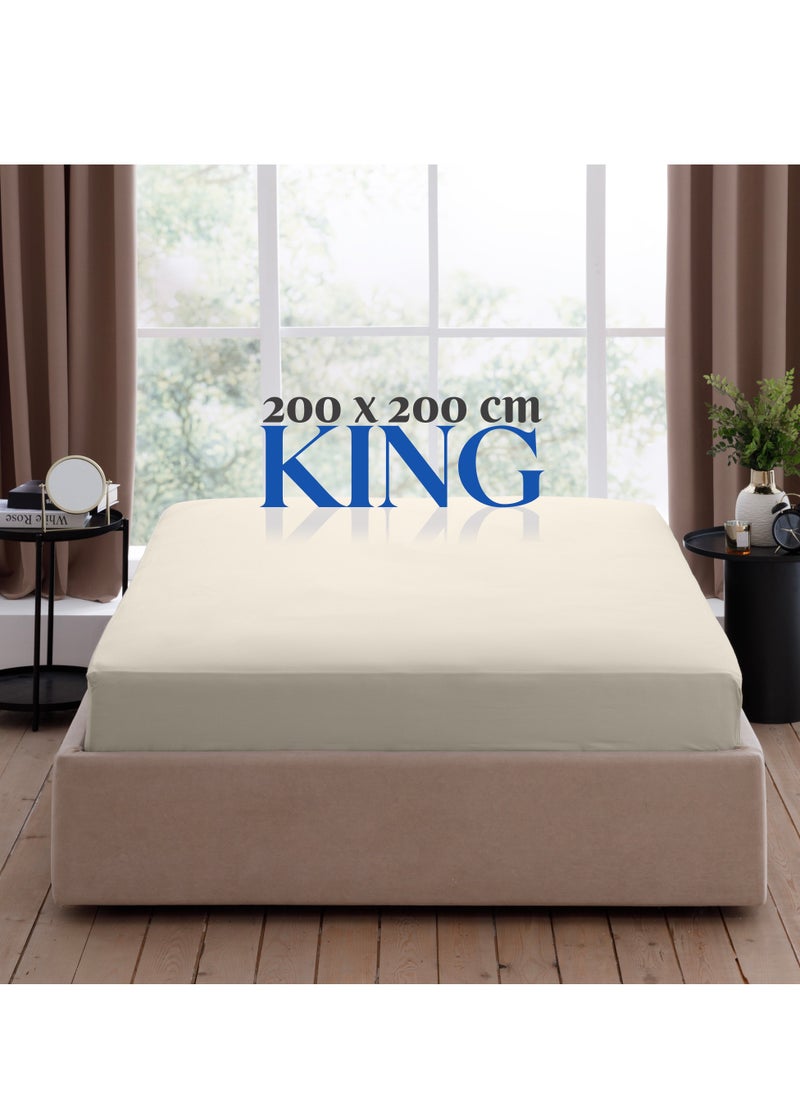 Infinitee Xclusives Infinitee Xclusives Fitted Sheet for Bed Beige King Size 200 x 200 cm - 100% Microfiber - 40 cm Deep Pocket to Fit & Cover Sheets  - Soft, Wrinkle Free & Shrink Resistant Fitted Sheet  - Image 2