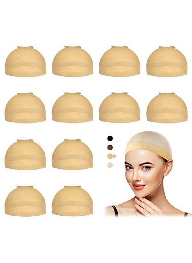 Dreamlover Beige Stocking Wig Caps For Women, 12 Pack  - Image 1