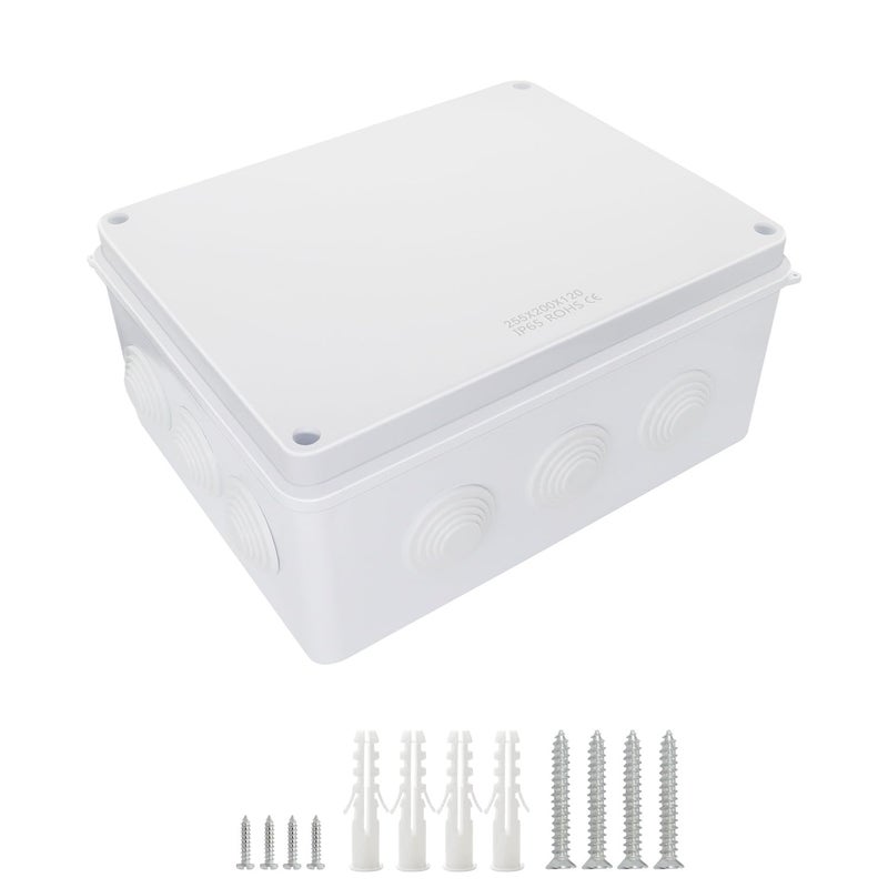 LeMotech Junction Box, ABS Plastic IP65 Waterproof and Dustproof, Universal Electrical Enclosure, Outdoor and Indoor Project Box, 10" x 7.9" x 4.7", White - Image 1