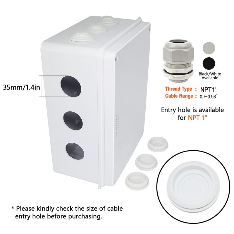 LeMotech Junction Box, ABS Plastic IP65 Waterproof and Dustproof, Universal Electrical Enclosure, Outdoor and Indoor Project Box, 10" x 7.9" x 4.7", White - Image 5
