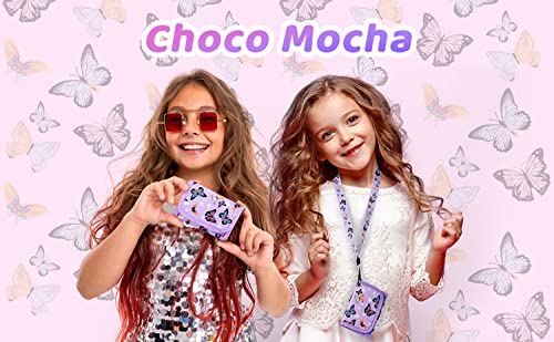 Choco Mocha Girls Wallets for Kids 6-8 8-10, Kids Wallets for Girls 10-12 Butterfly Trifold Wallet with Lanyard Gift Box 4 5 6 7 8 Year Old Girl Gifts, Purple - Image 3