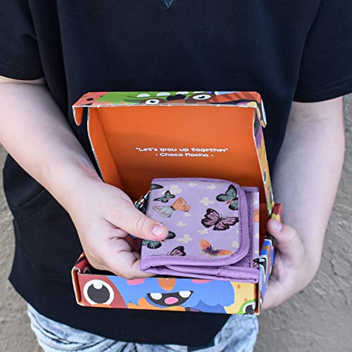 Choco Mocha Girls Wallets for Kids 6-8 8-10, Kids Wallets for Girls 10-12 Butterfly Trifold Wallet with Lanyard Gift Box 4 5 6 7 8 Year Old Girl Gifts, Purple - Image 2
