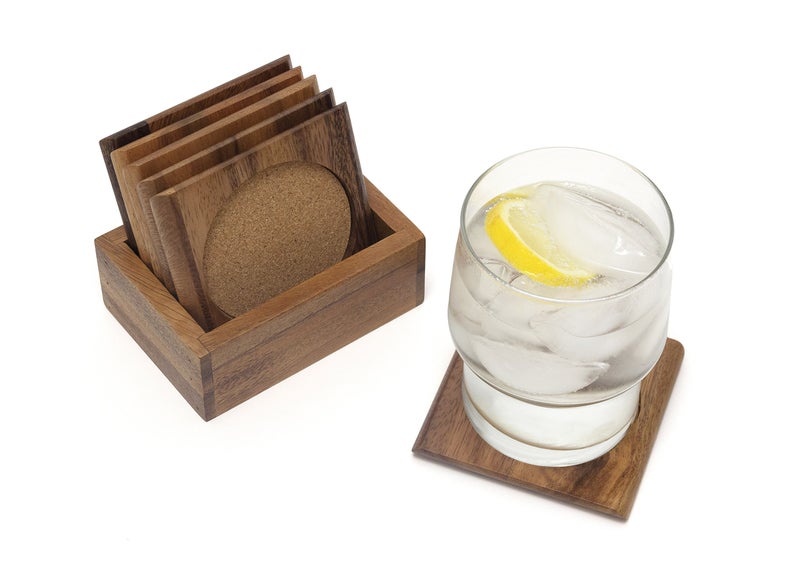 ليبر أنترناشونال ميدان Lipper International Acacia مع Cork Coasters ومجموعة Caddy 7 قطع - Image 2
