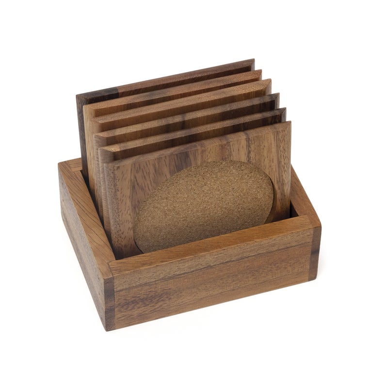 ليبر أنترناشونال ميدان Lipper International Acacia مع Cork Coasters ومجموعة Caddy 7 قطع - Image 3