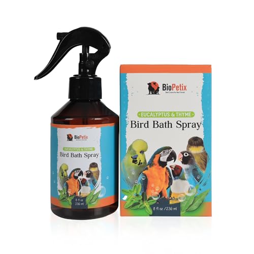 BioPetix Bird Bath Spray for Parrots & All Birds – Helps Soothe Dry, Itchy Skin & Support Healthy Feathers – Herbal Eucalyptus & Thyme Formula, No Essential Oils – 8 Fl Oz Bird Mist - Image 1