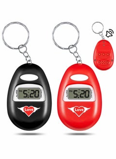 English Language Talking Key Chain Clock Big Voice with Alarm Talking Clock for Blind People Visually Impaired Elderly Low Vision Clocks Talking Alarm Clock Keychain Black Red 2 Pcs
