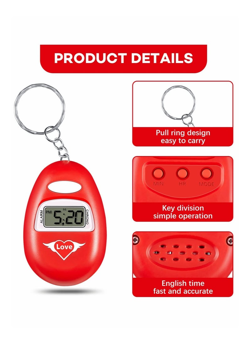 Excefore - English Language Talking Key Chain Clock Big Voice with Alarm Talking Clock for Blind People Visually Impaired Elderly Low Vision Clocks Talking Alarm Clock Keychain Black Red 2 Pcs - Image 1